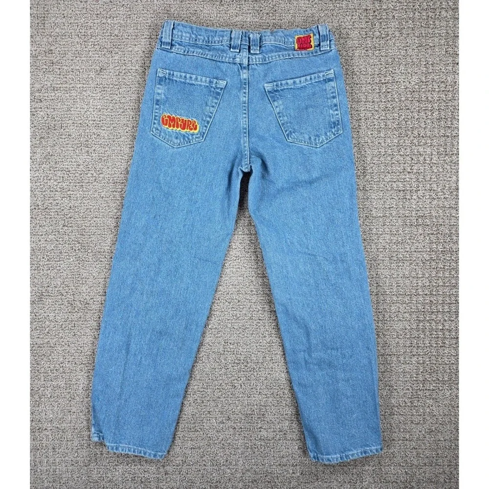 Empyre Mens‎ Blue Denim Straight Leg Jeans Size 28x26 Logo Embroidered